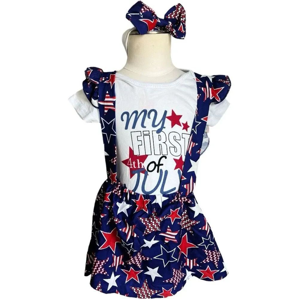 Brand New Baby Girls Boutique My First Fourth of July 3 Piece Outfit - Sz 2T